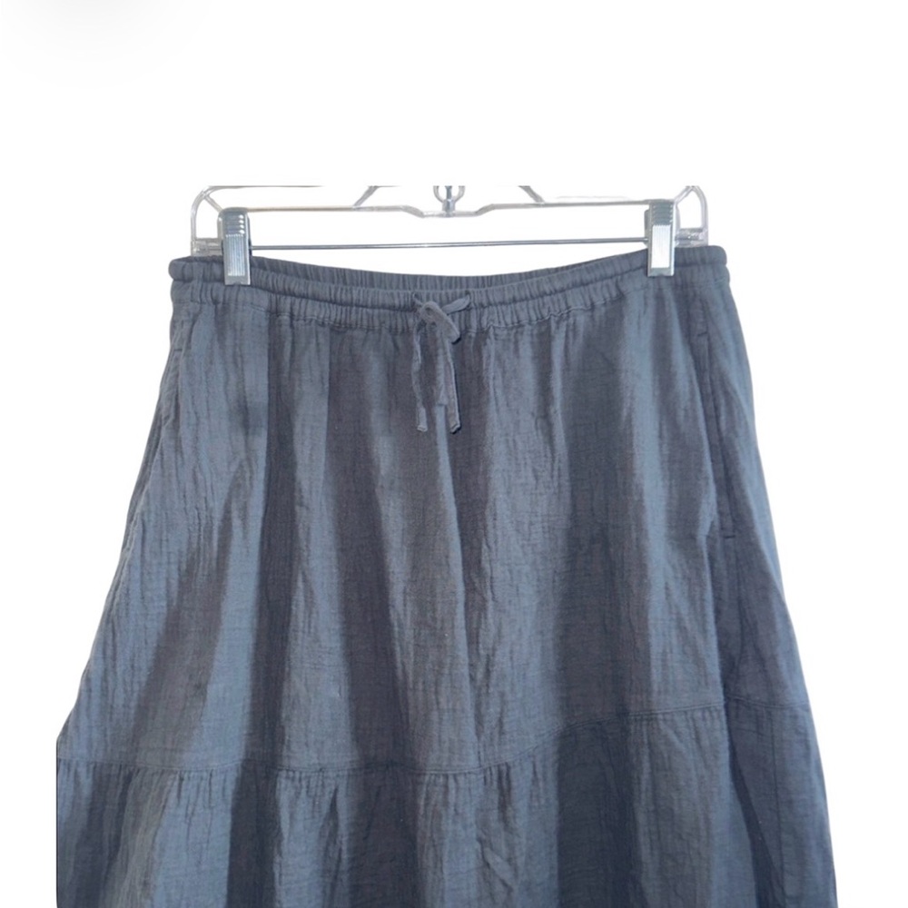 Pact Organic Cotton Coastal Double Gauze Tiered Maxi Skirt Medium Charcoal Gray - Picture 5 of 8